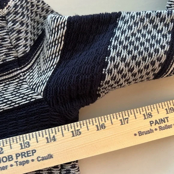 Loft 100% Cotton Knit Open Cardigan Navy/Cream Size XS Lady Jacket - Picture 4 of 8